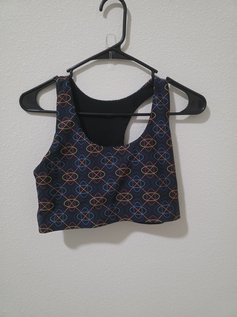 Terez Black Sports Bra with Multicolor Ring Print